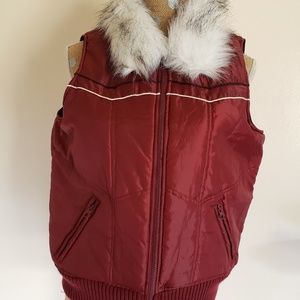 Faux Fur Collar Vest Medium
